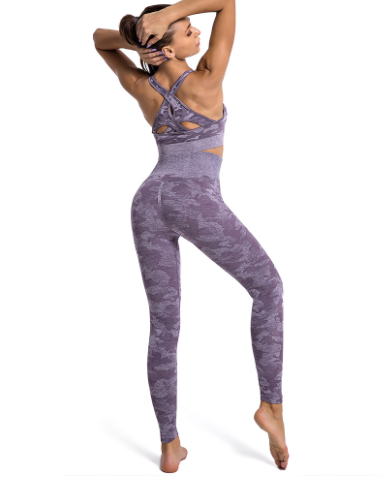 Seamless Camouflage Women's Yoga Set with High Elasticity