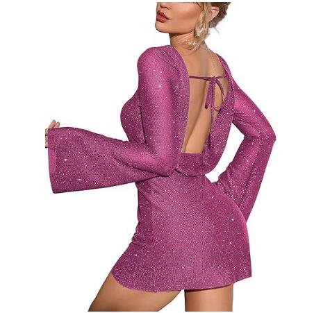 KATE Open Back Sequin Dress - Green, Size L (One Piece)