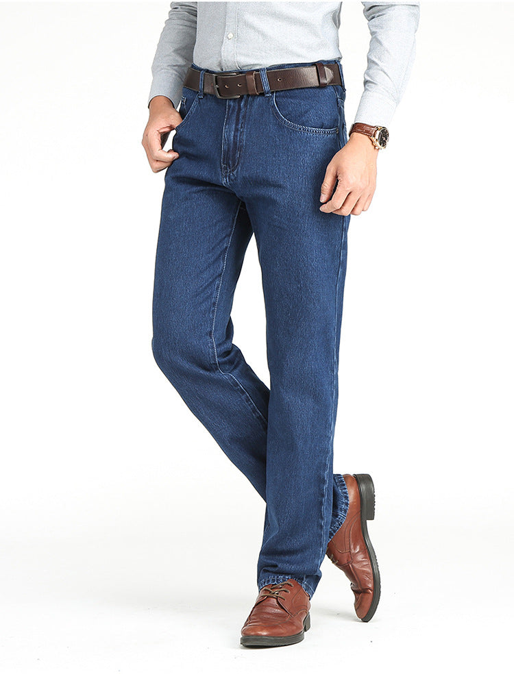 Men's Cotton Loose Mid-Rise Jeans for Summer Wear