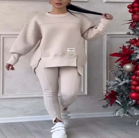 Mila Ultimate Comfy Sweatsuit Set with Asymmetrical Top