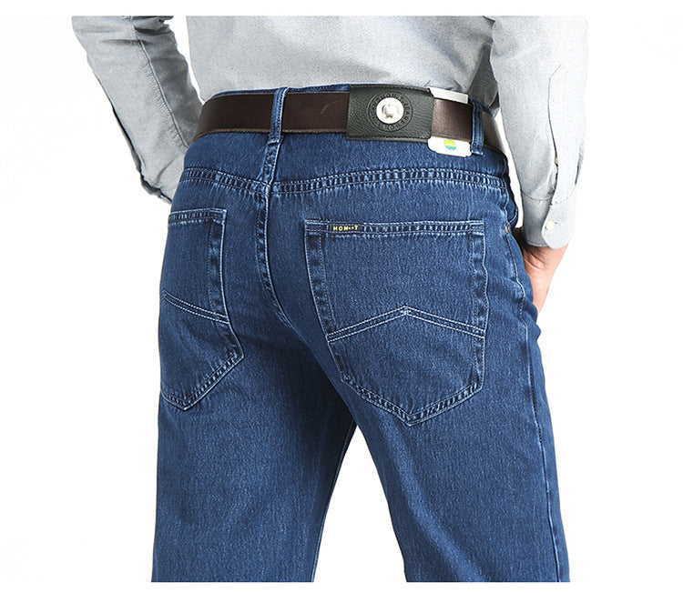 Men's Cotton Loose Mid-Rise Jeans for Summer Wear